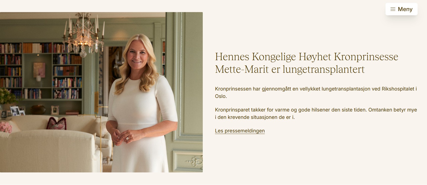 Kronprinsesse Mette-Marit har gjennomgått vellykket lungetransplantasjon