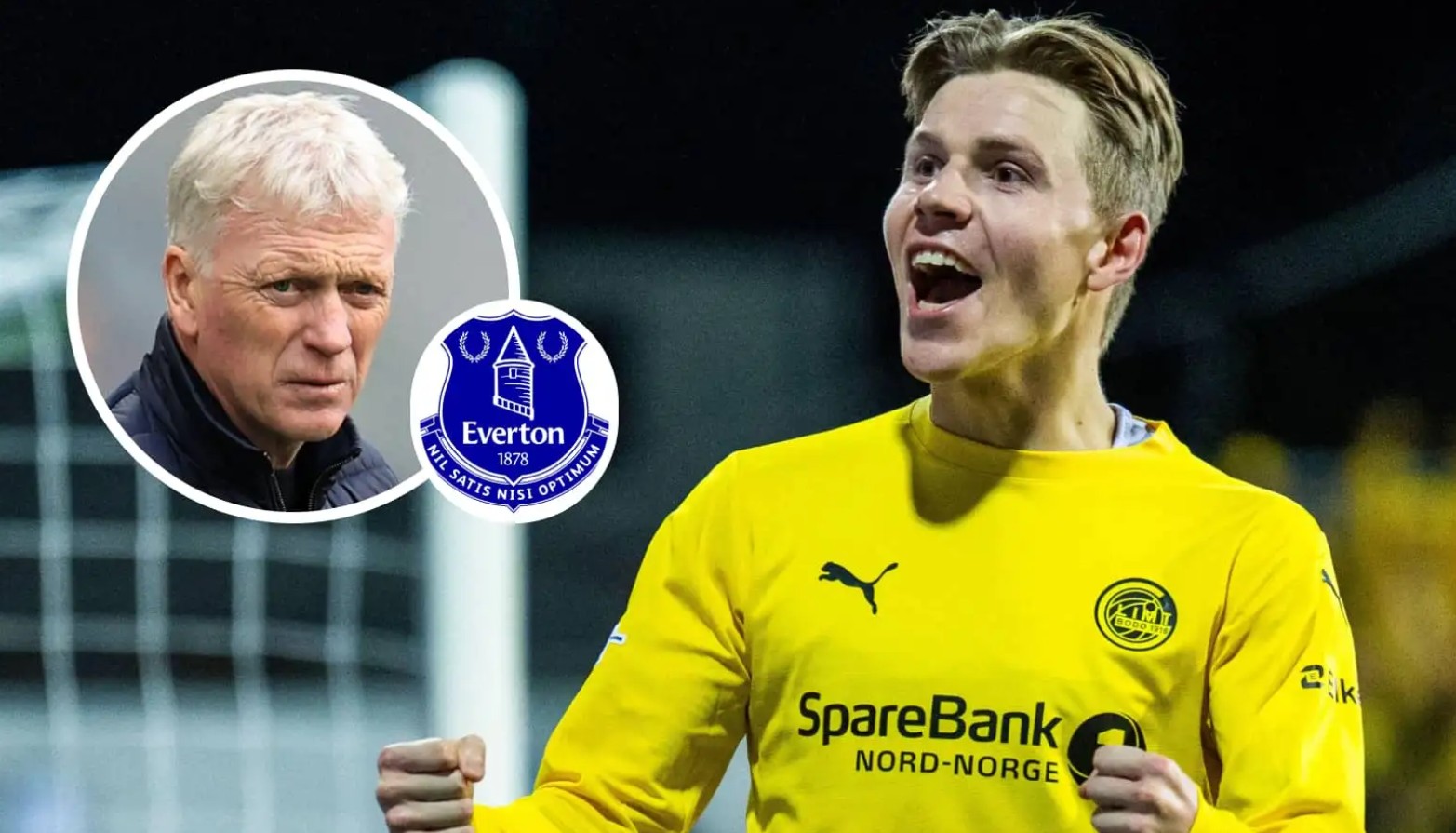 Jens Petter Hauge og David Moyes i en ring